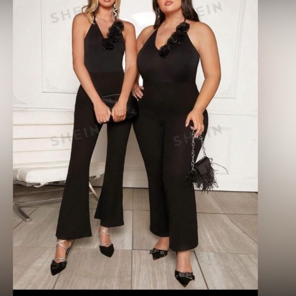 SHEIN Privé 1pc Stereo Flower Halter Neck Backless Bodysuit size L new - Picture 8 of 16